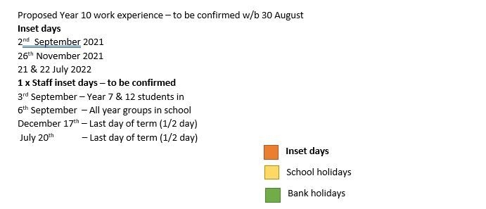 Term Dates 2021/2022 - St Edwards School