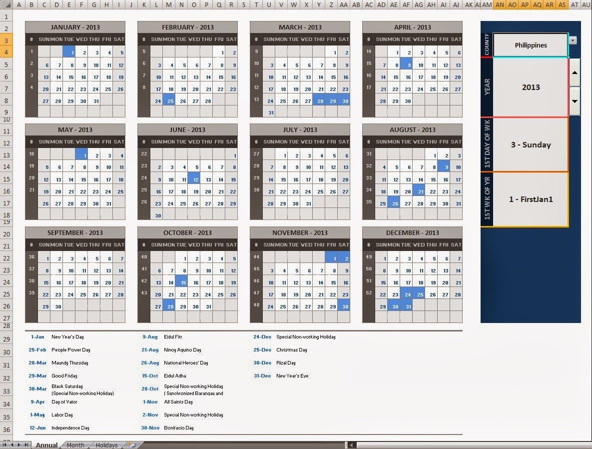 The Ultimate Annual-Monthly Microsoft Excel Calendar Template