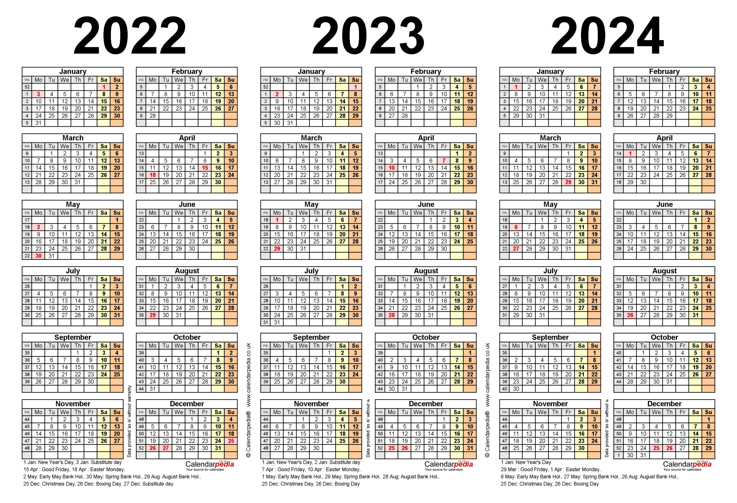 Three Year Calendar 2021-2023 | Calendar Printables Free Blank