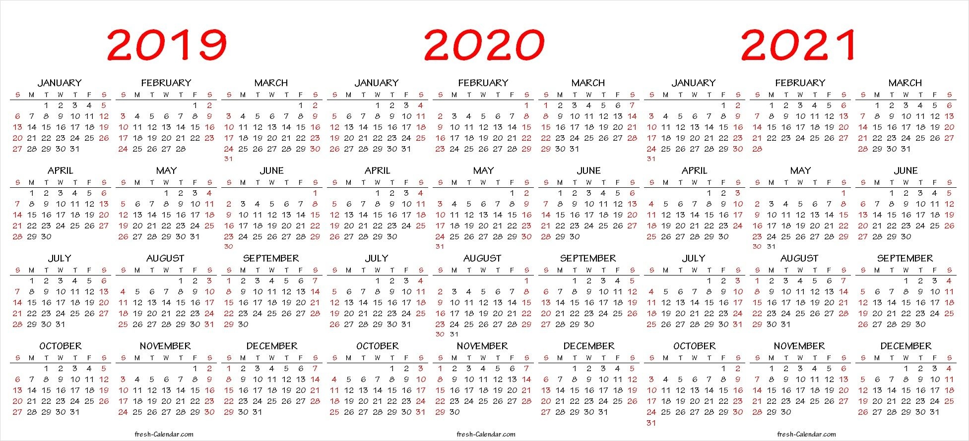 Three Year Printable Calendar 2021 To 2023 | Calendar