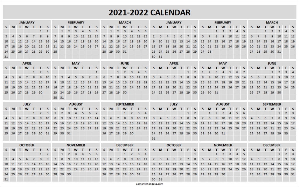 Two Year Calendar 2021 And 2022 - Yearly Calendar Template