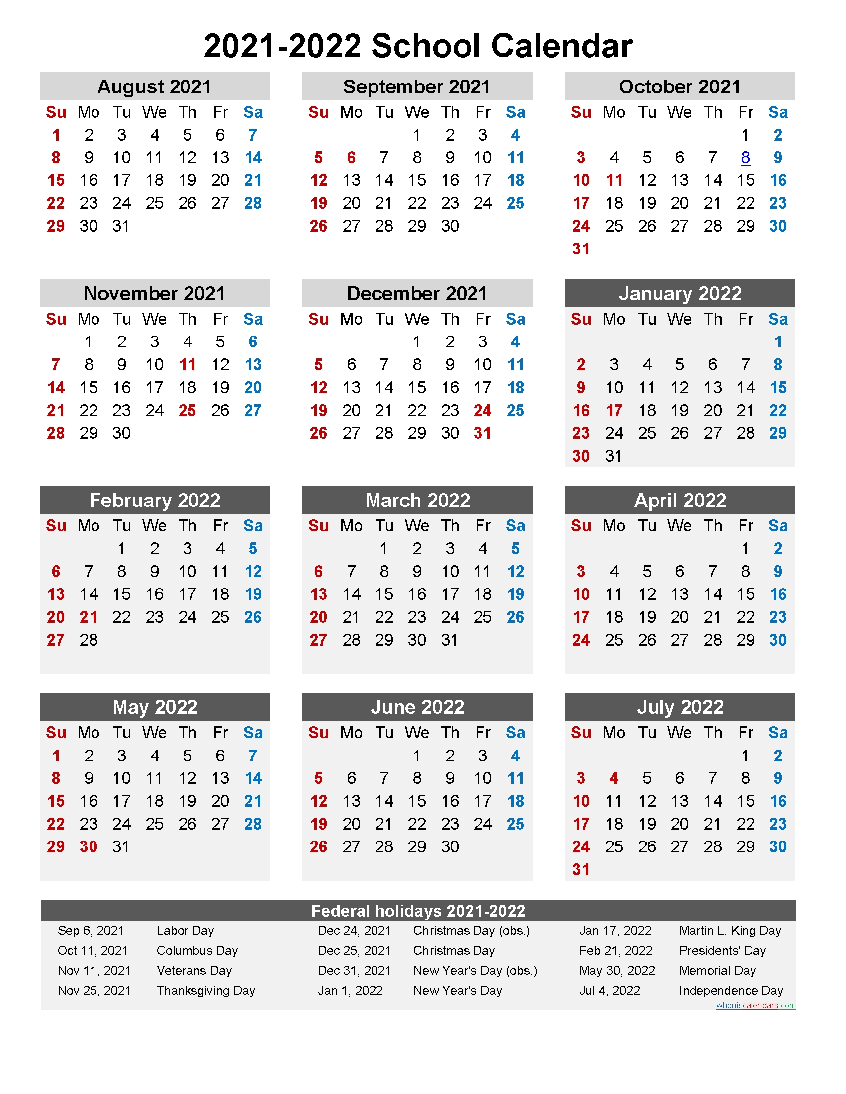Usd 261 Calendar 2021 2022 | Calendar 2021