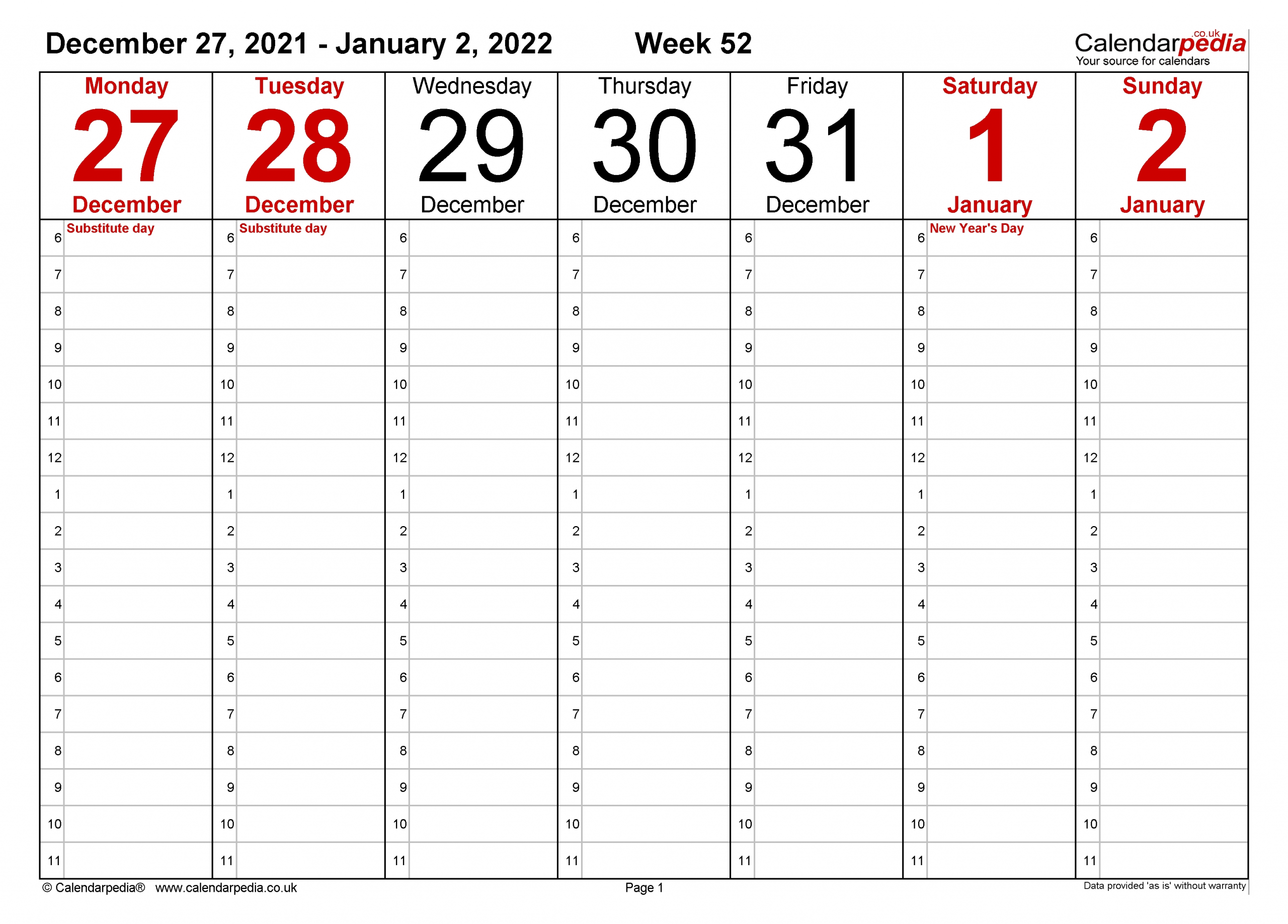 Weekly Calendar 2022 Uk - Free Printable Templates For Excel