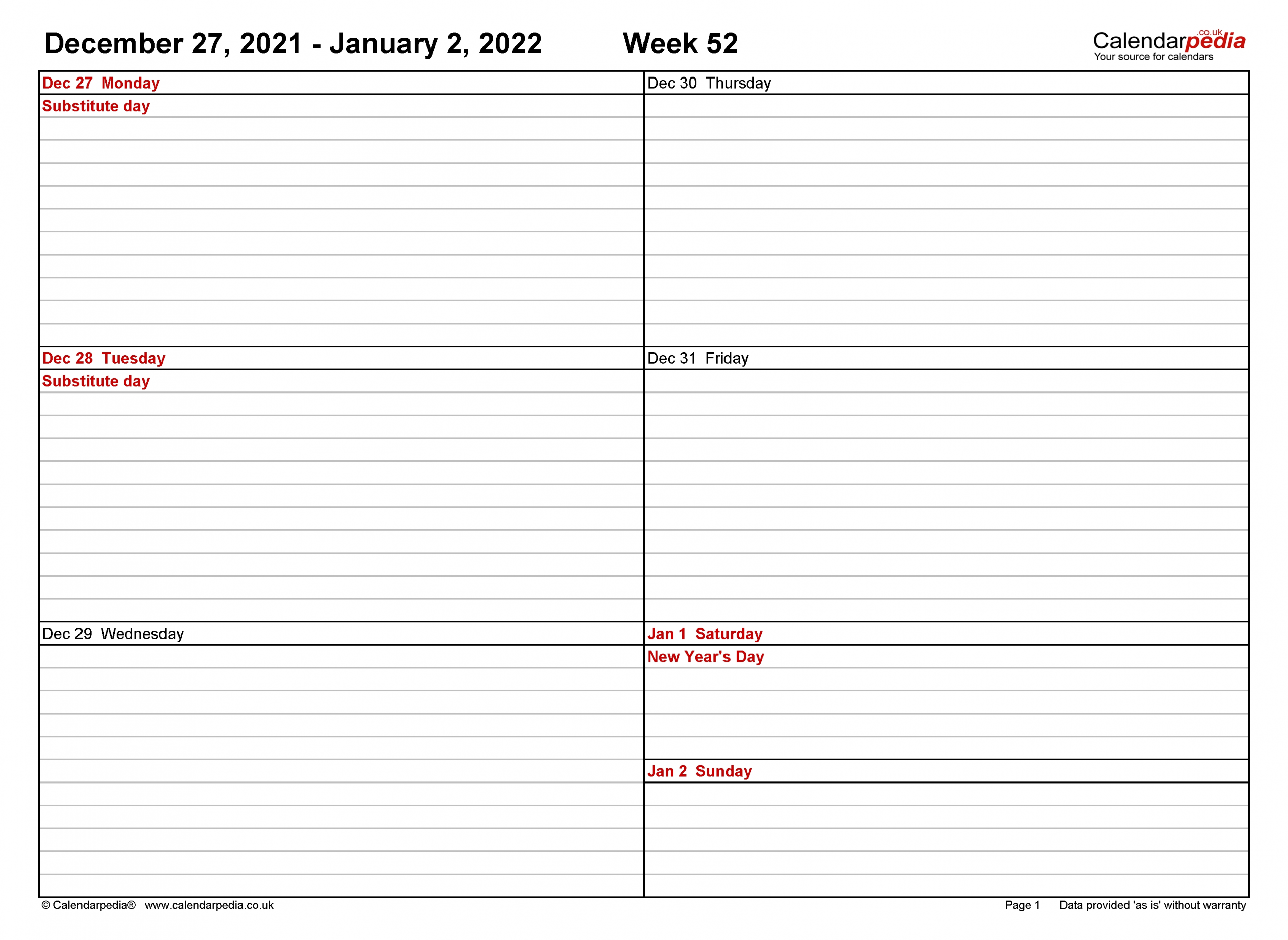 Weekly Calendar 2022 Uk - Free Printable Templates For Excel