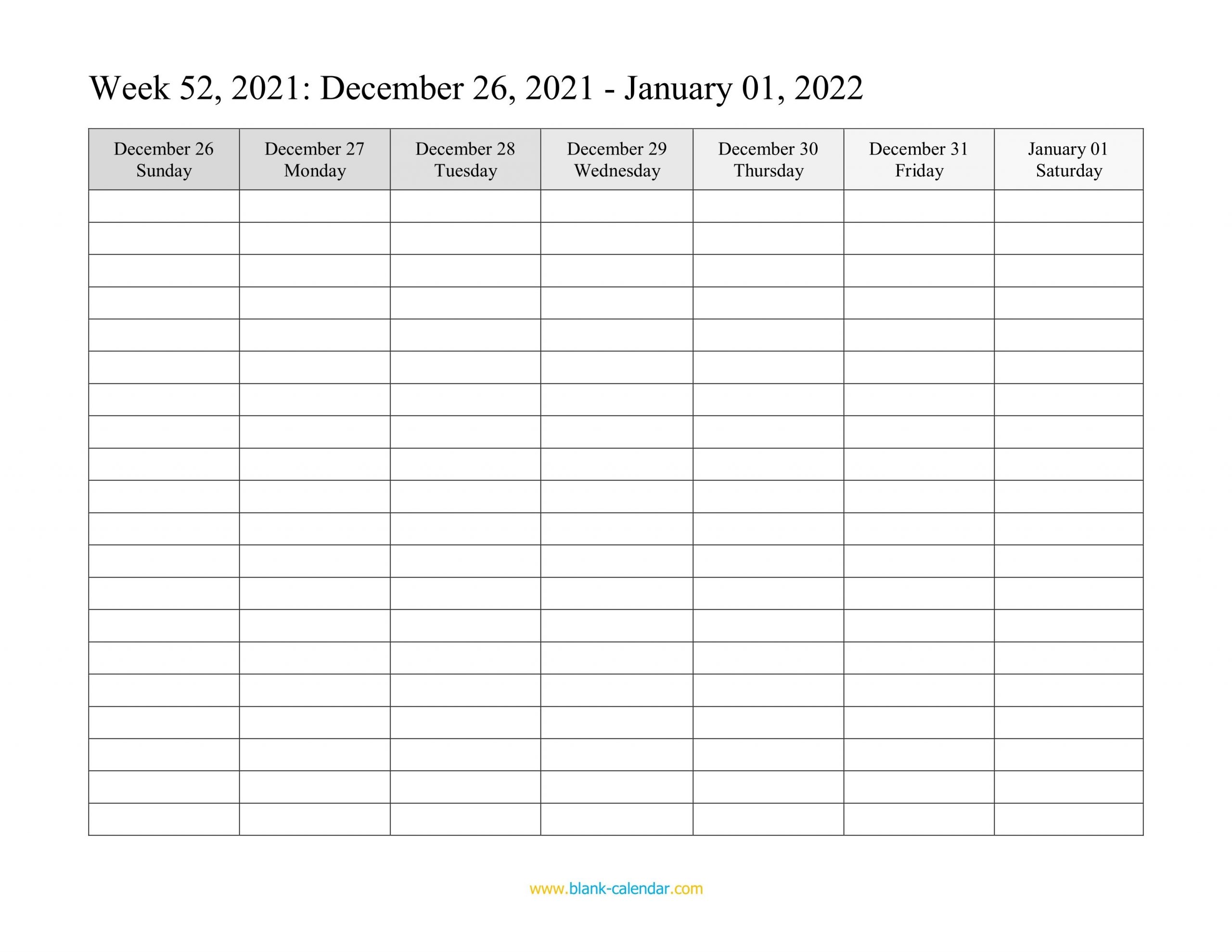 Weekly Calendar 2022 (Word, Excel, Pdf)