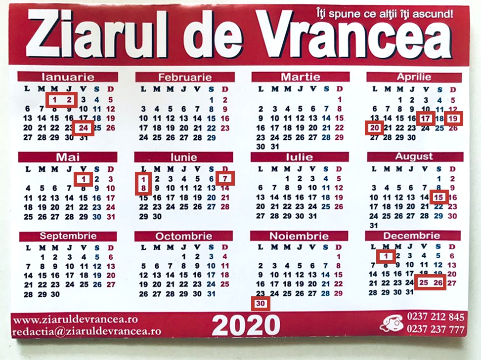 Zile Libere 2020. Calendarul Sărbătorilor Legale