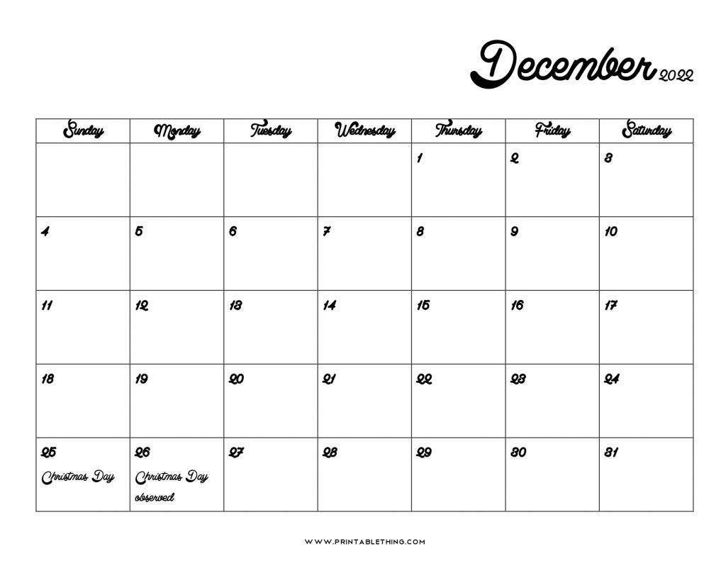 20+ December 2022 Calendar Printable, Us Holidays, Blank