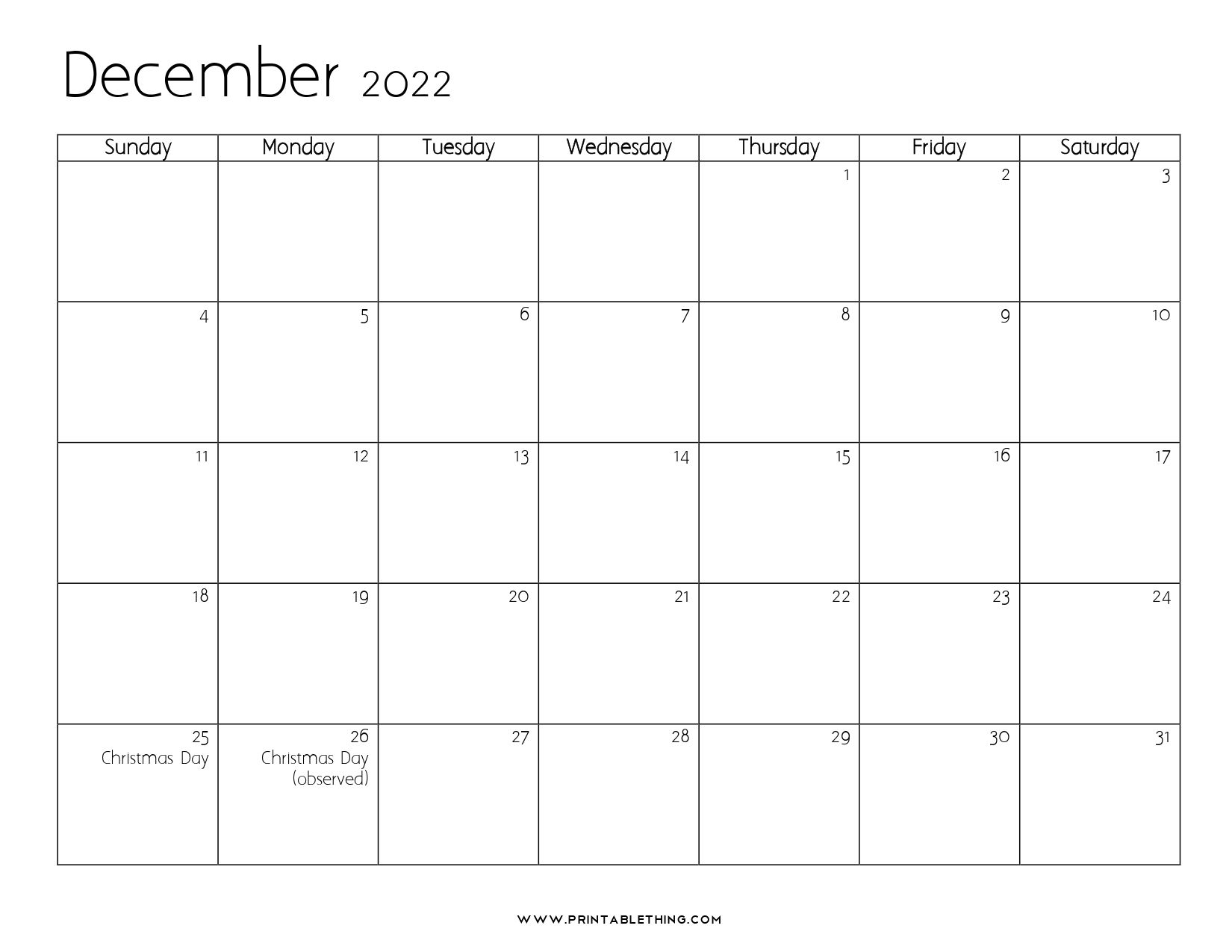 20+ December 2022 Calendar Printable, Us Holidays, Blank