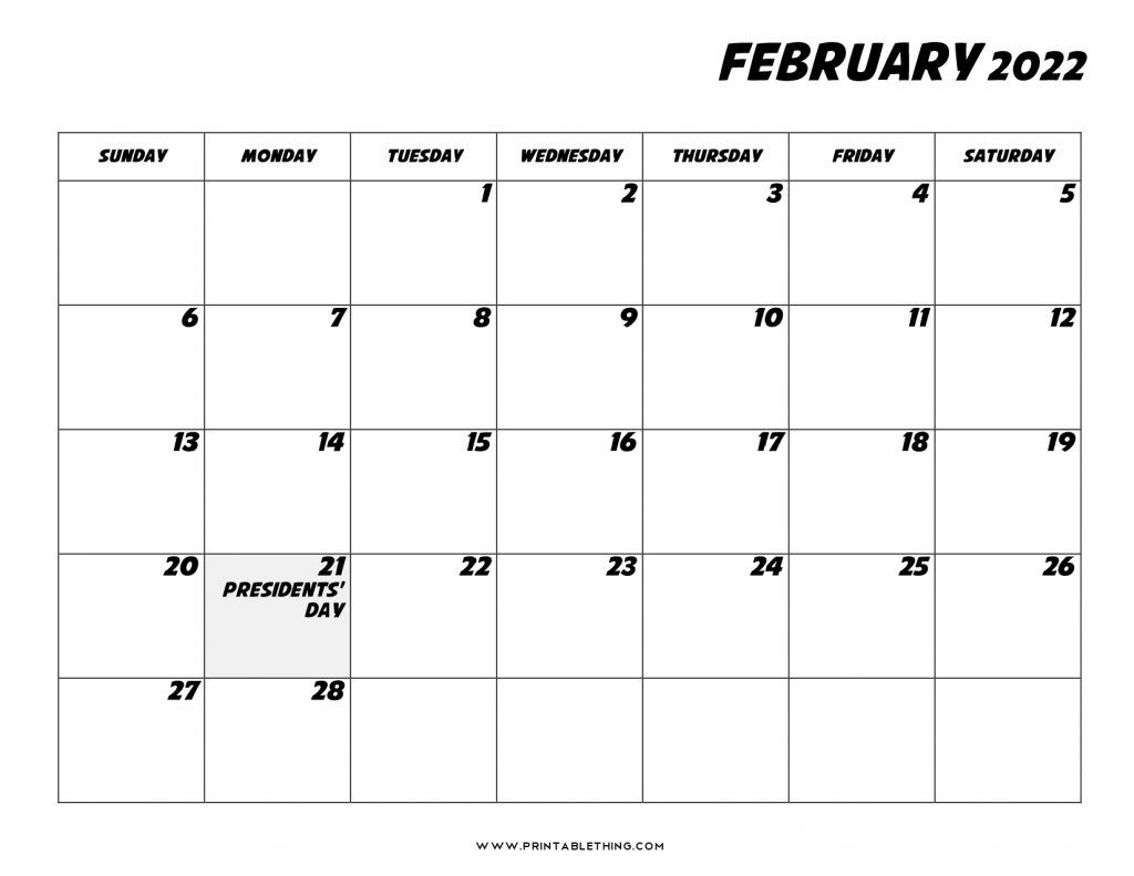 20+ February 2022 Calendar Printable, Pdf, Us Holidays