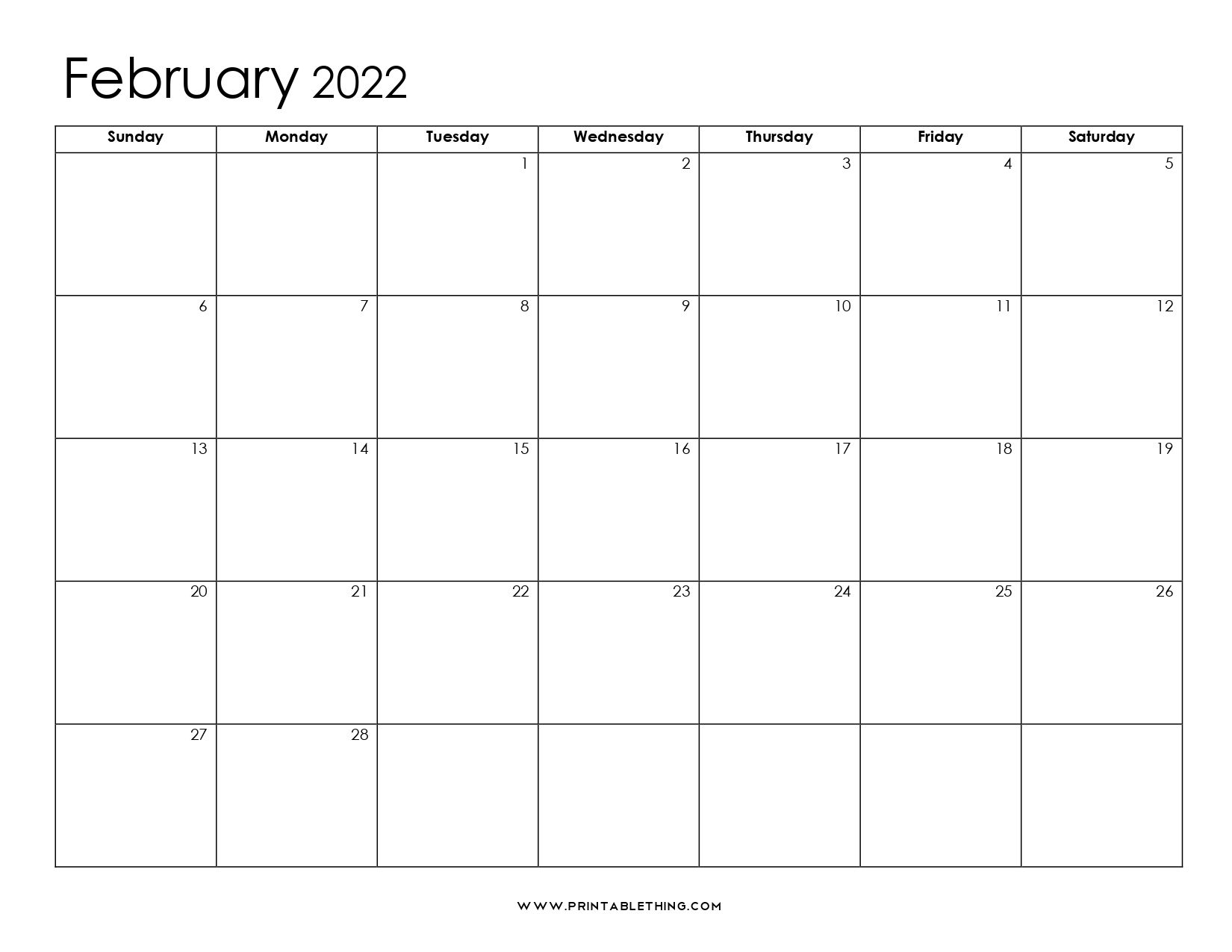 20+ February 2022 Calendar Printable, Pdf, Us Holidays