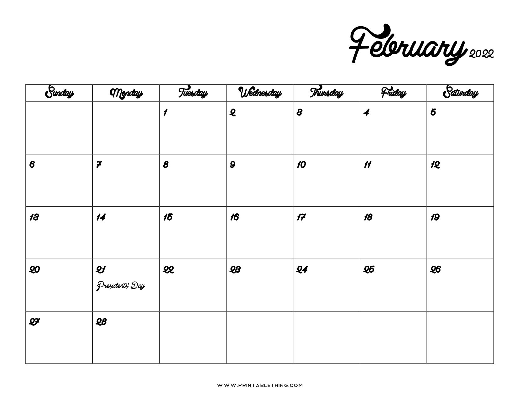 20+ February 2022 Calendar Printable, Pdf, Us Holidays