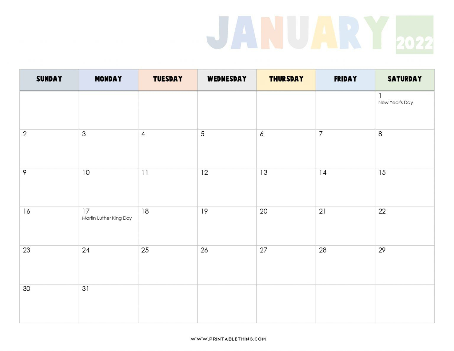 20+ January 2022 Calendar | Printable, Pdf, Us Holidays