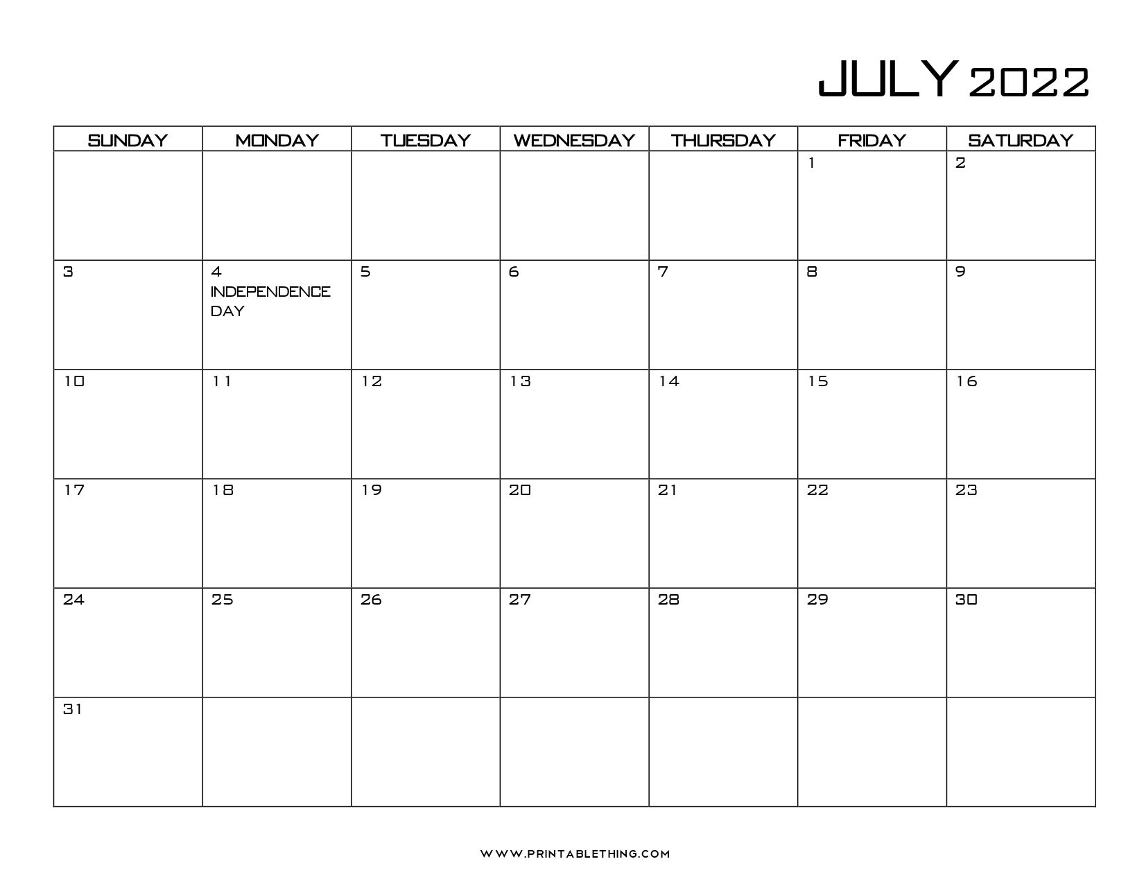 20+ July 2022 Calendar | Printable, Pdf, Us Holidays