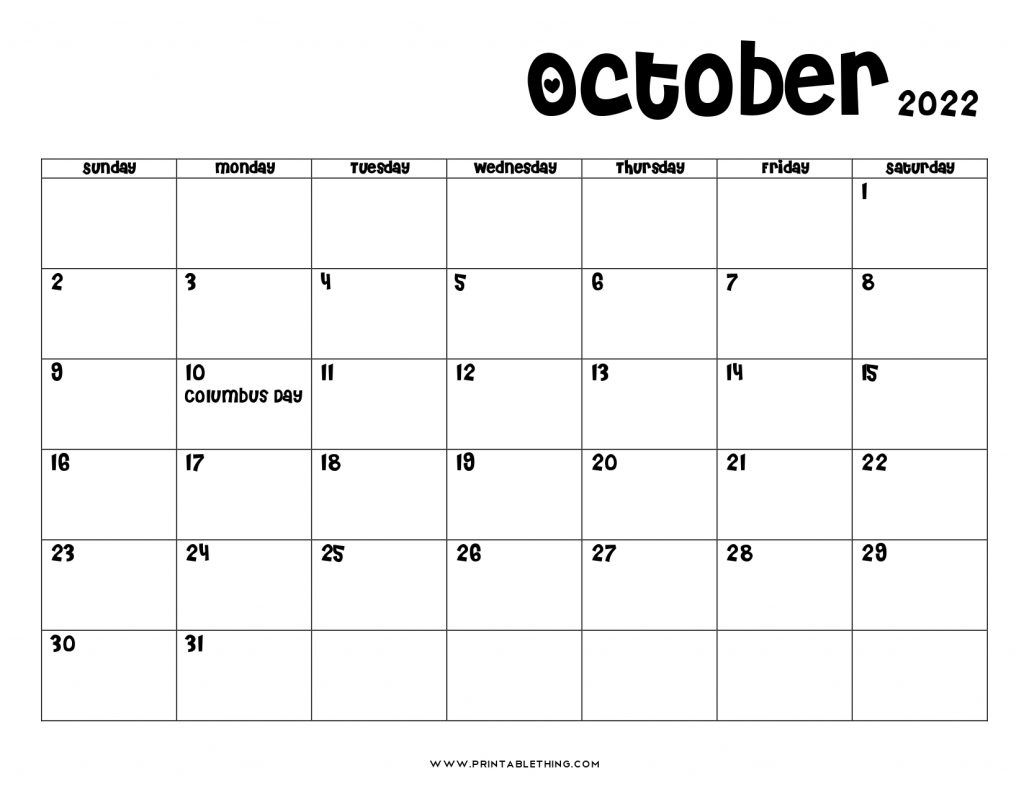 20+ October 2022 Calendar Printable, October 2022