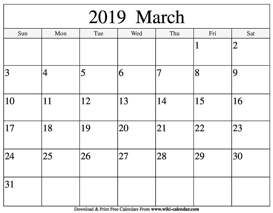 2019 March Calendar Template | June Calendar Printable