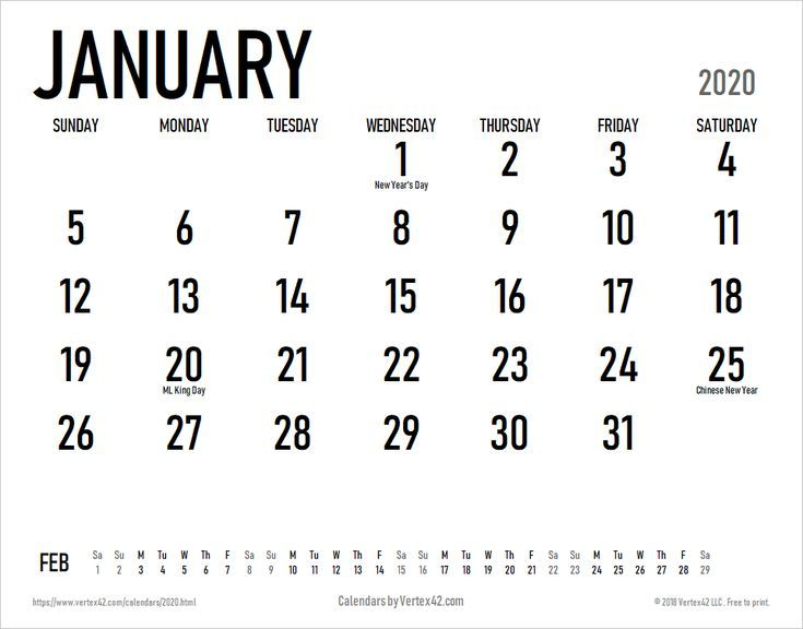 2020 Calendar Templates And Images | Calendar Printables