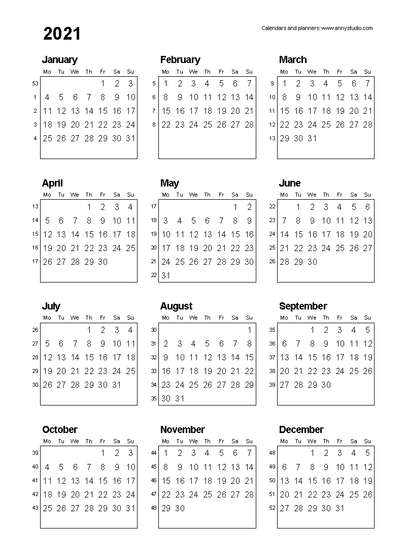 2020 Calendar With Days Numbered | Calendar Template 2021