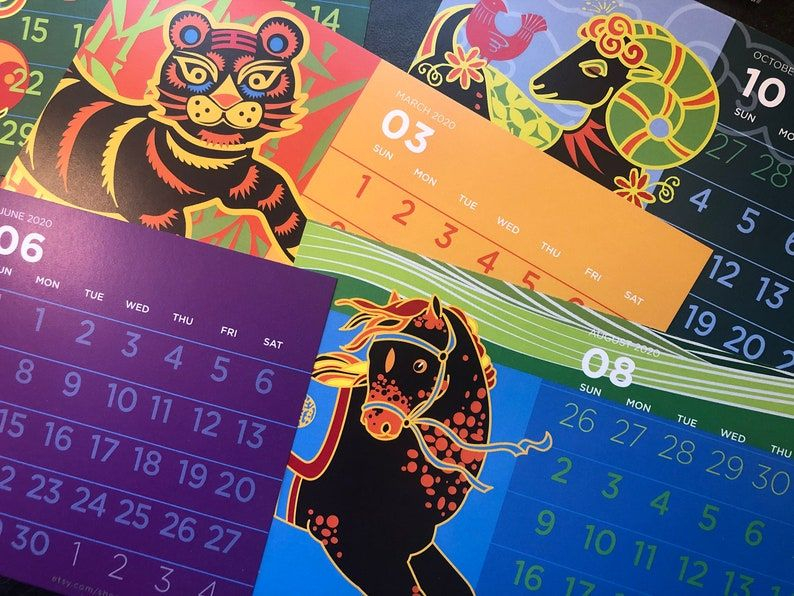 2020 Desk Calendar Animals Of The Lunar New Year Chinese