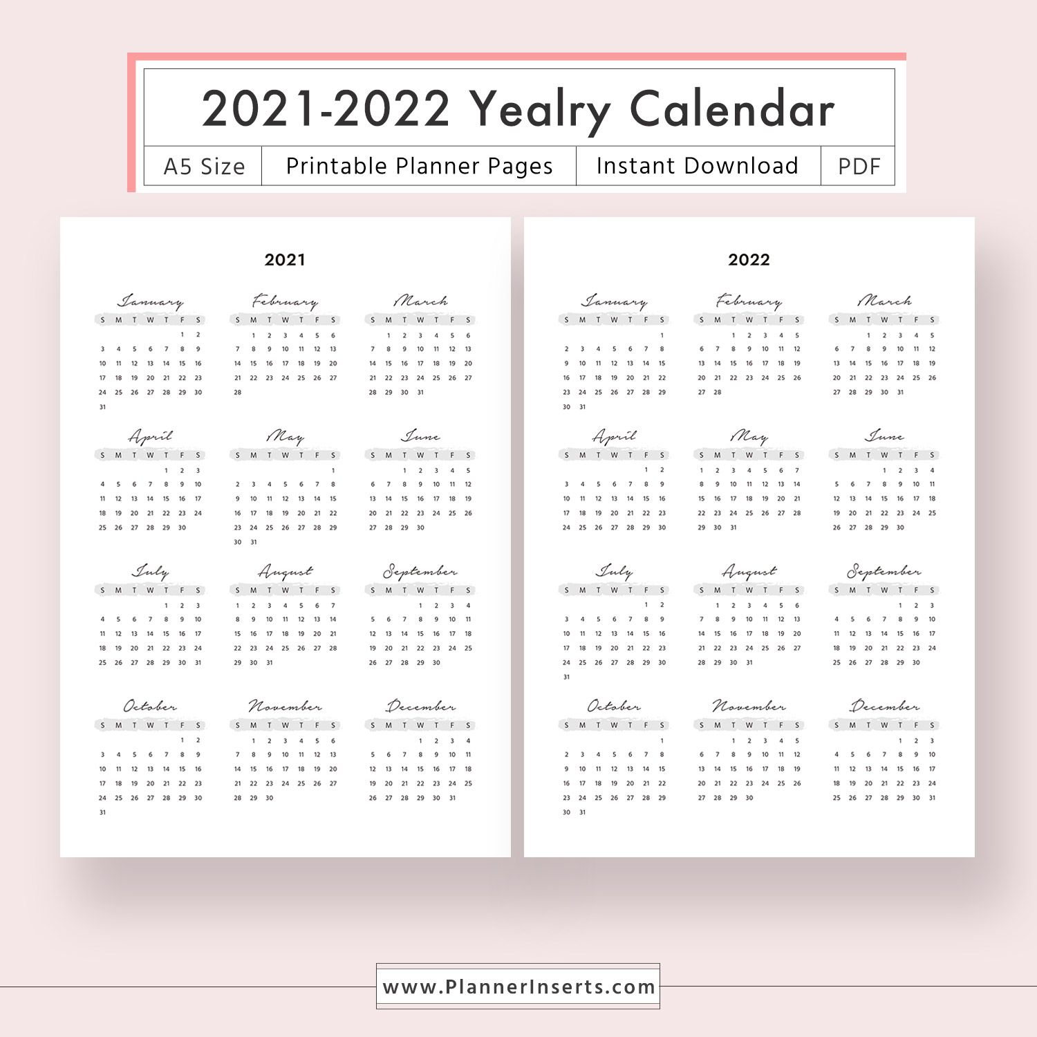 Create Your Year At A Glance Printable Calendar 2022