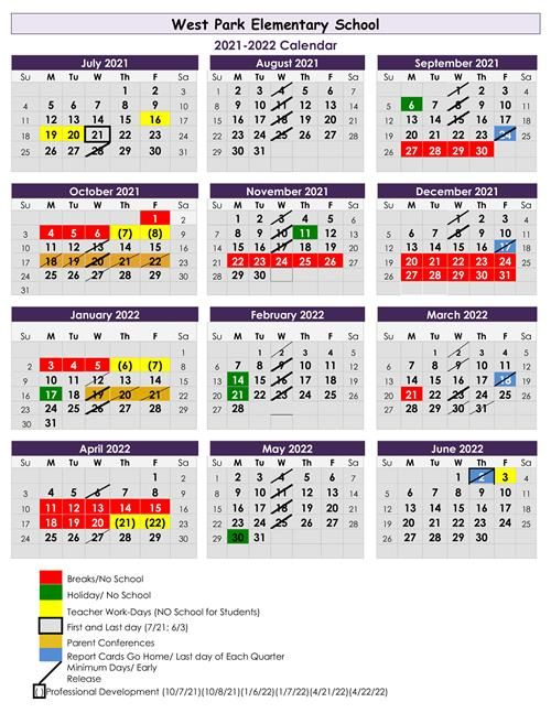 2021-2022 School Calendar / Overview