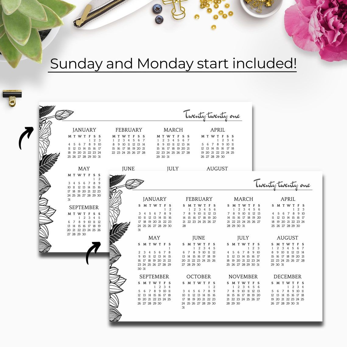 2021-2022 Year At A Glance Yearly Wall Calendar Printable