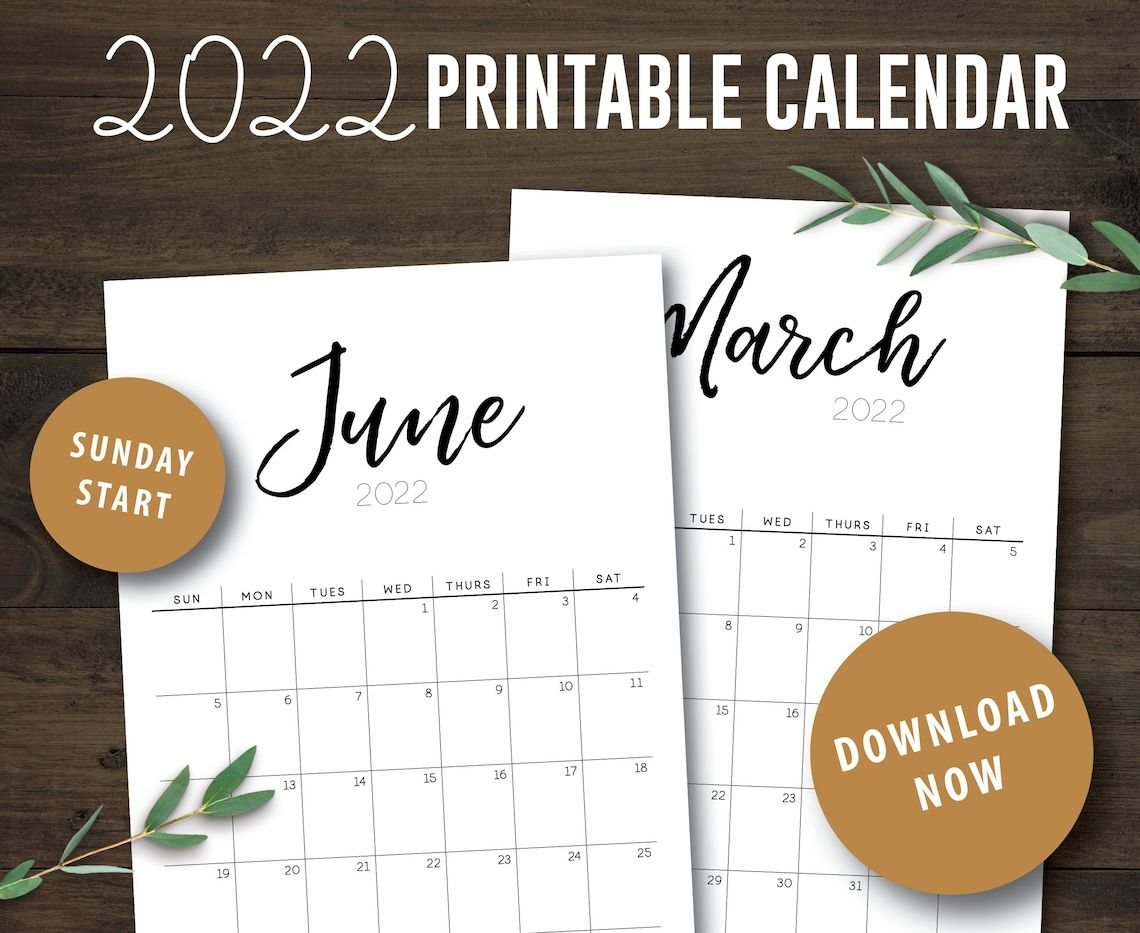 2022 And 2021 Printable Calendar A4 12 Month Calendar Wall