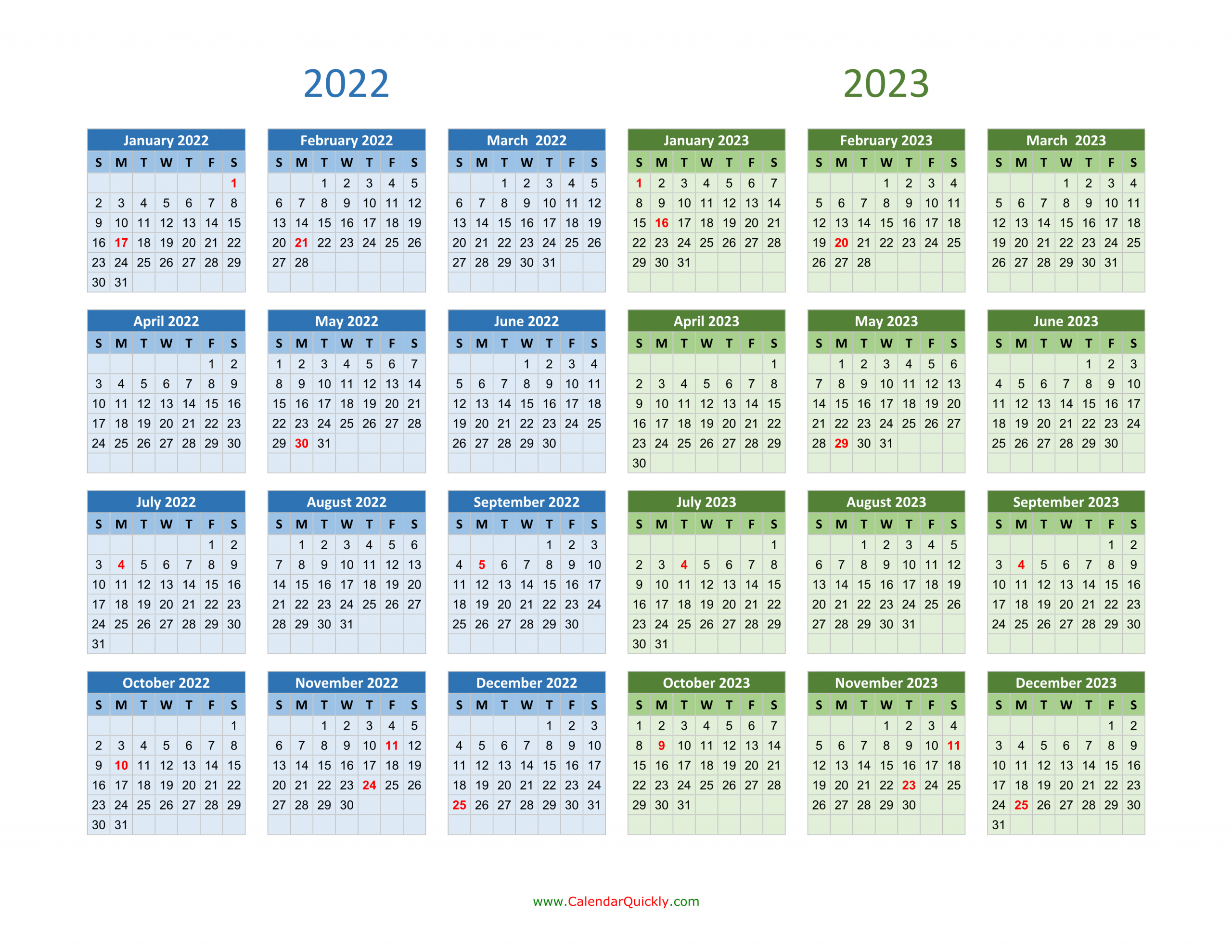 2022 And 2023 Calendar | Calendar Quickly