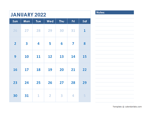 2022 Blank Printable Calendar - Free Printable Templates