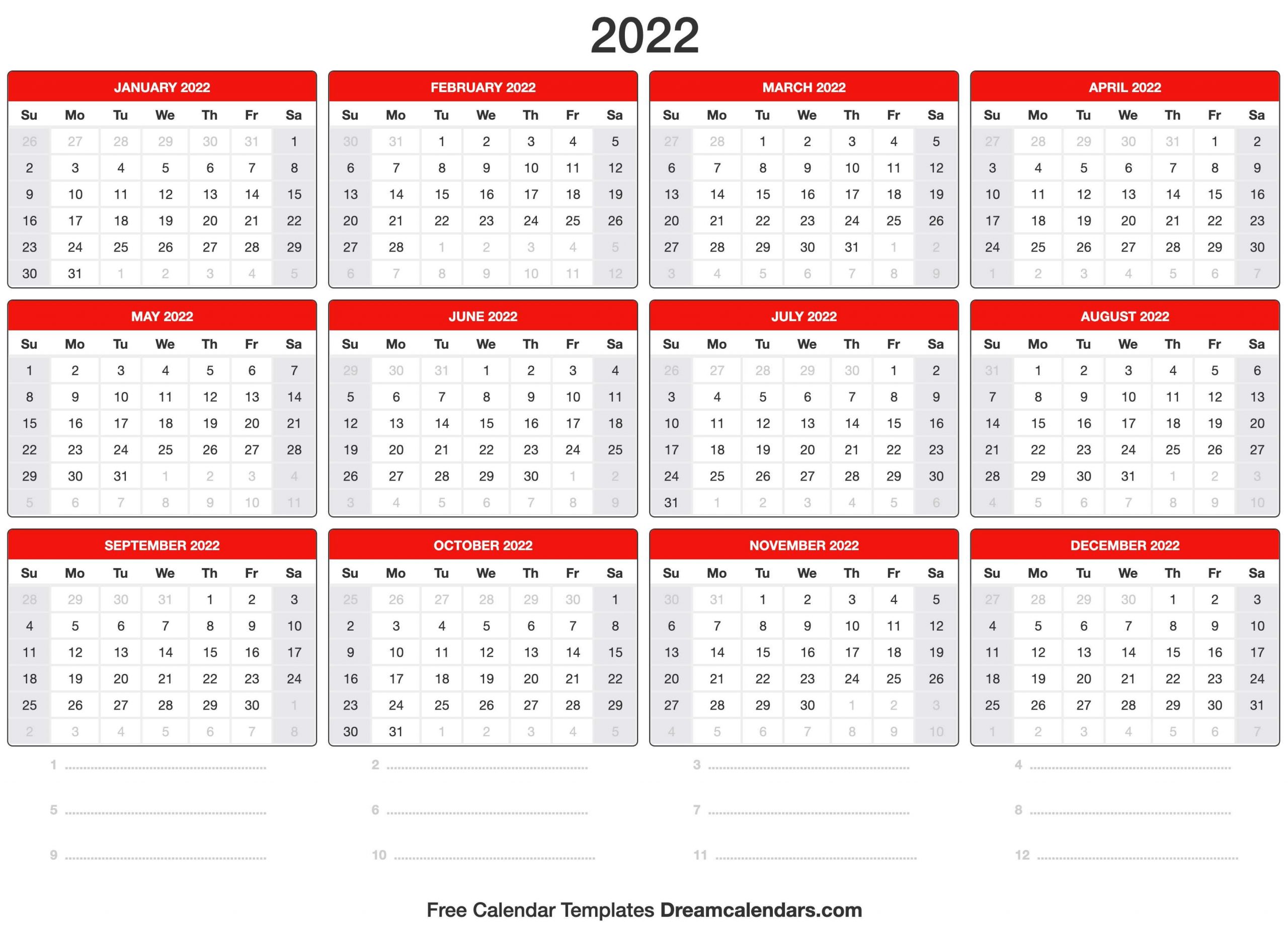 2022 Calendar