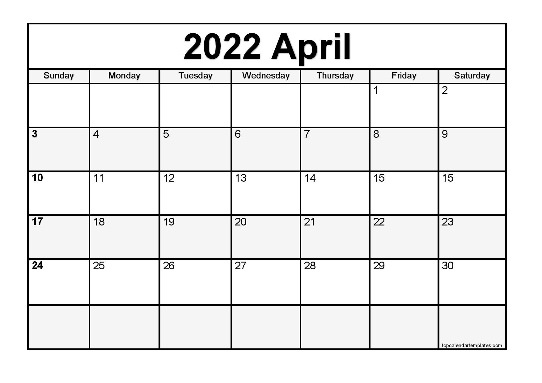 2022 Calendar Of April - Latest News Update