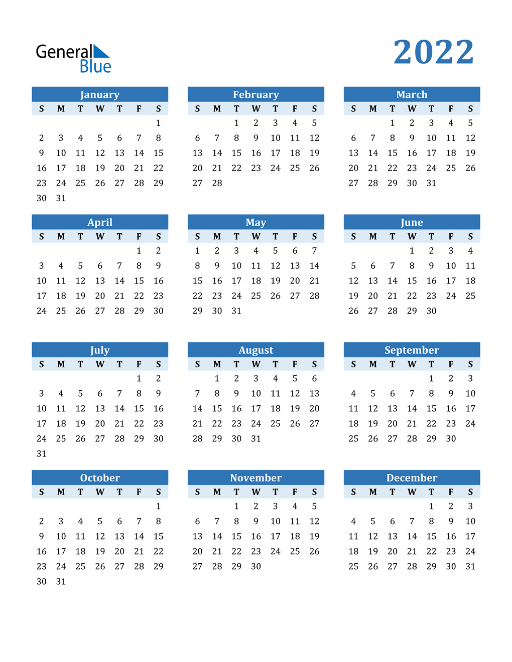 2022 Calendar (Pdf, Word, Excel)