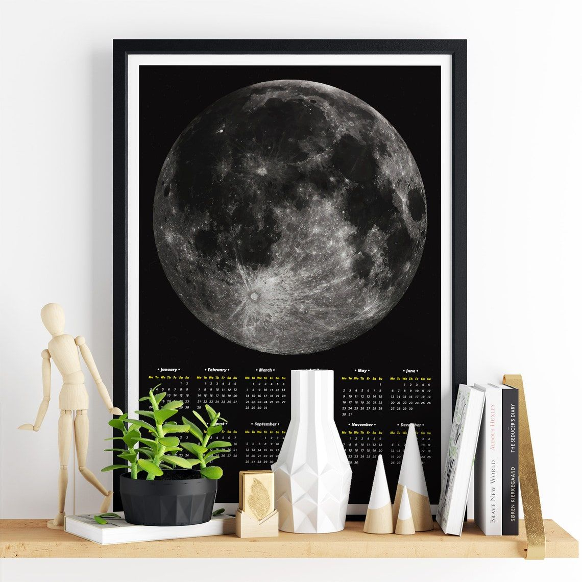 2022 Calendar With Full Moon Unframed At A Glance Yearly