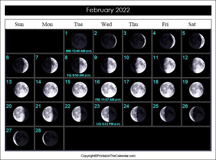 2022 February Full Moon Calendar | Printable The Calendar