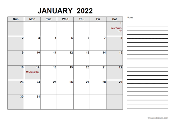 2022 Free Calendar Pdf - Free Printable Templates