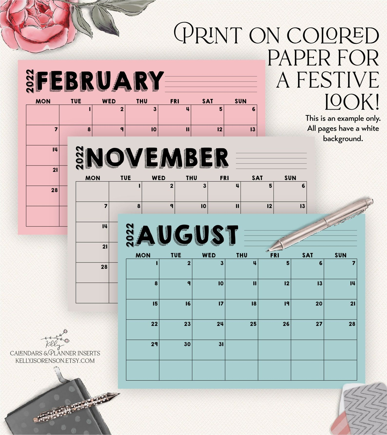 2022 Free Editable Calendar Australia : Custom Editable