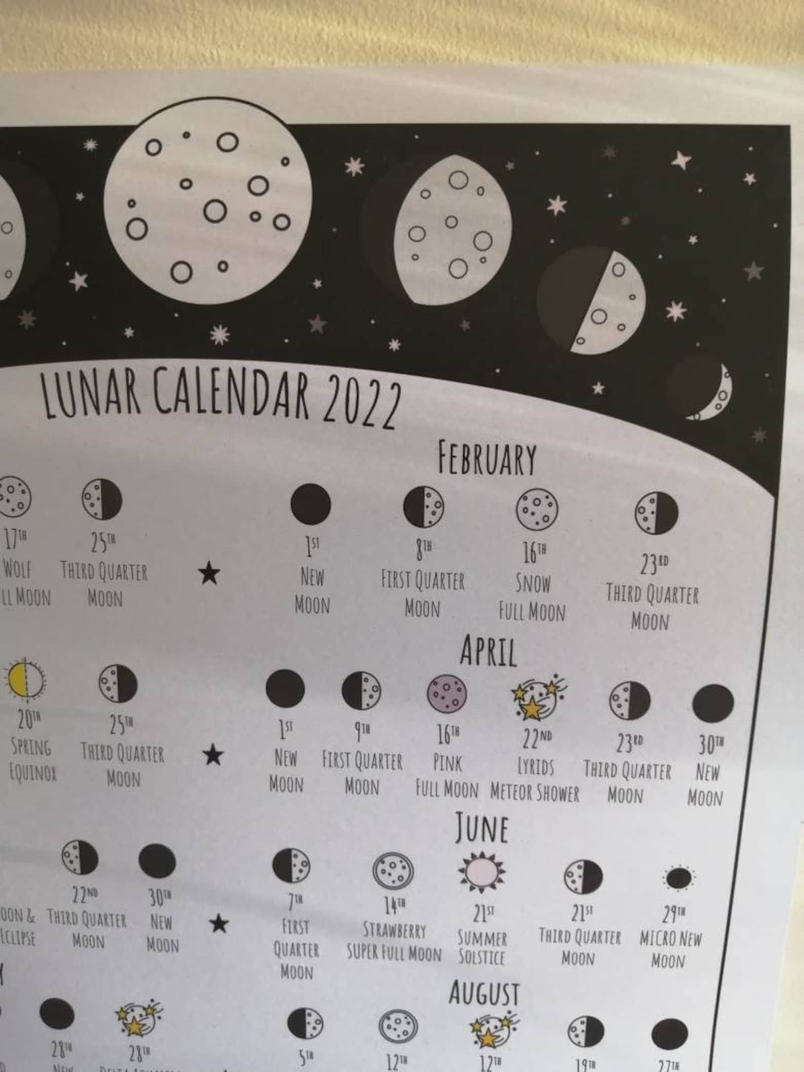 2022 Lunar Calendar A3 Uk | Etsy