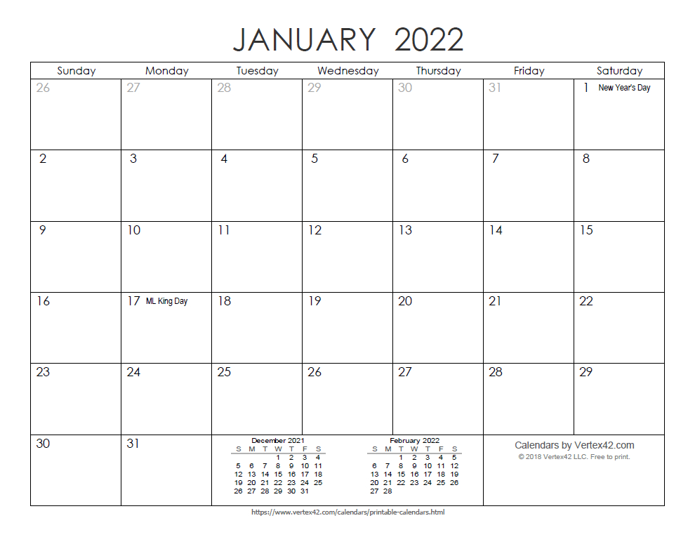 2022 Monthly Calendar Printable Free | Printable Calendar