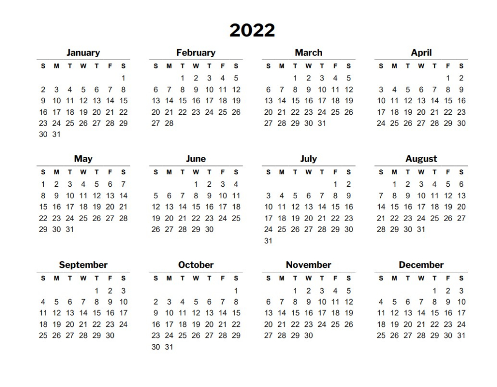 2022 Monthly Calendar Printable Free | Printable Calendar