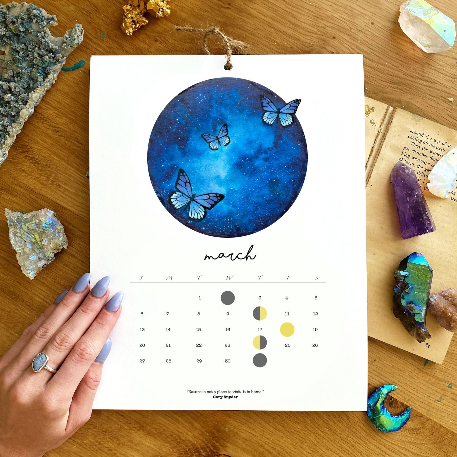 2022 Moon Calendar Watercolor Moon Phases Moon Calendar | Etsy