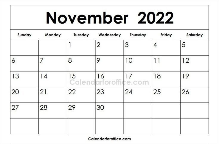 2022 November Calendar Images | Printable Monthly Planner