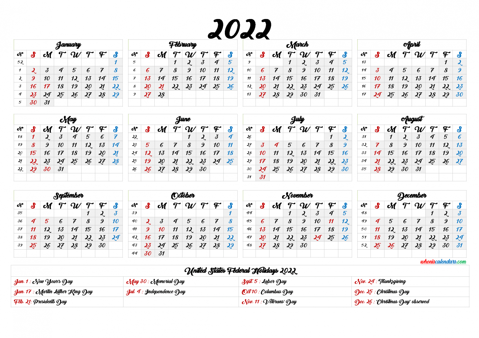 2022 Six Month Calendar Printable | Example Calendar Printable