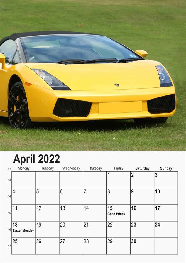 2022 Sports Cars Calendar Personalised A4 - Personaprint.co.uk