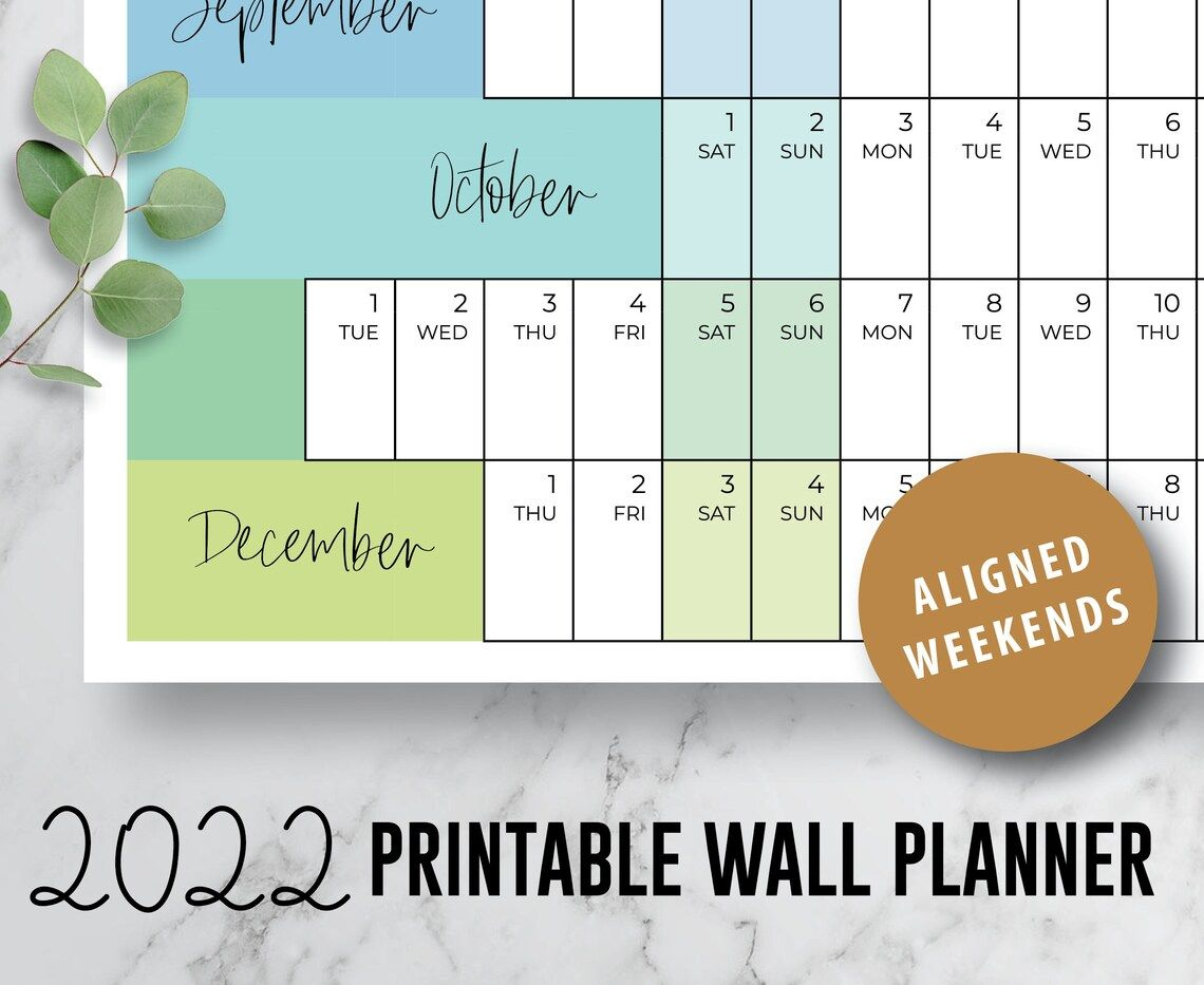 2022 Wall Planner Printable Calendar Rainbow Family | Etsy