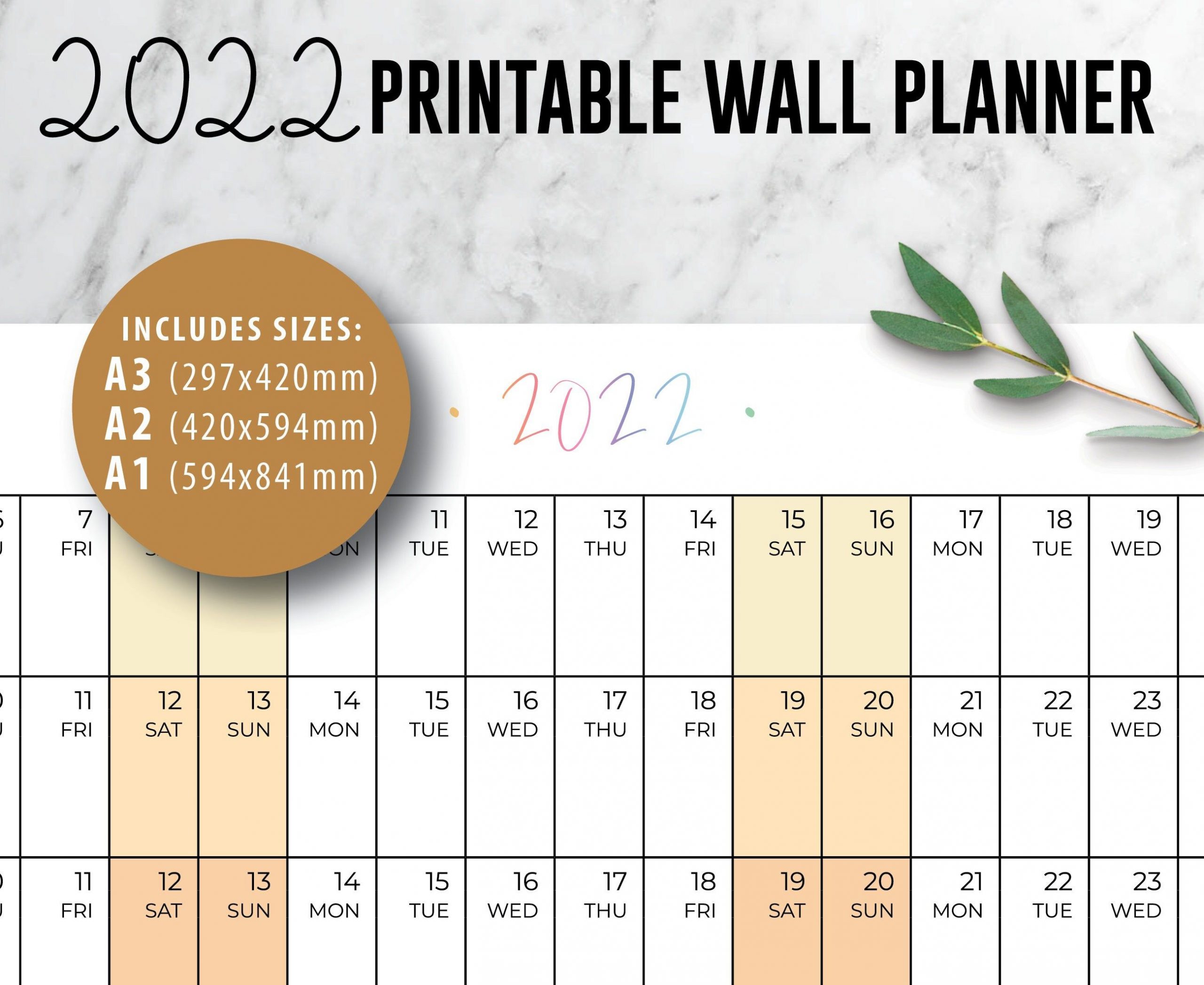 2022 Wall Planner Printable Calendar Rainbow Family | Etsy