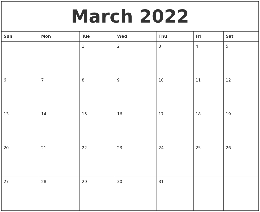 Perfect March 2022 Calendar Word Template