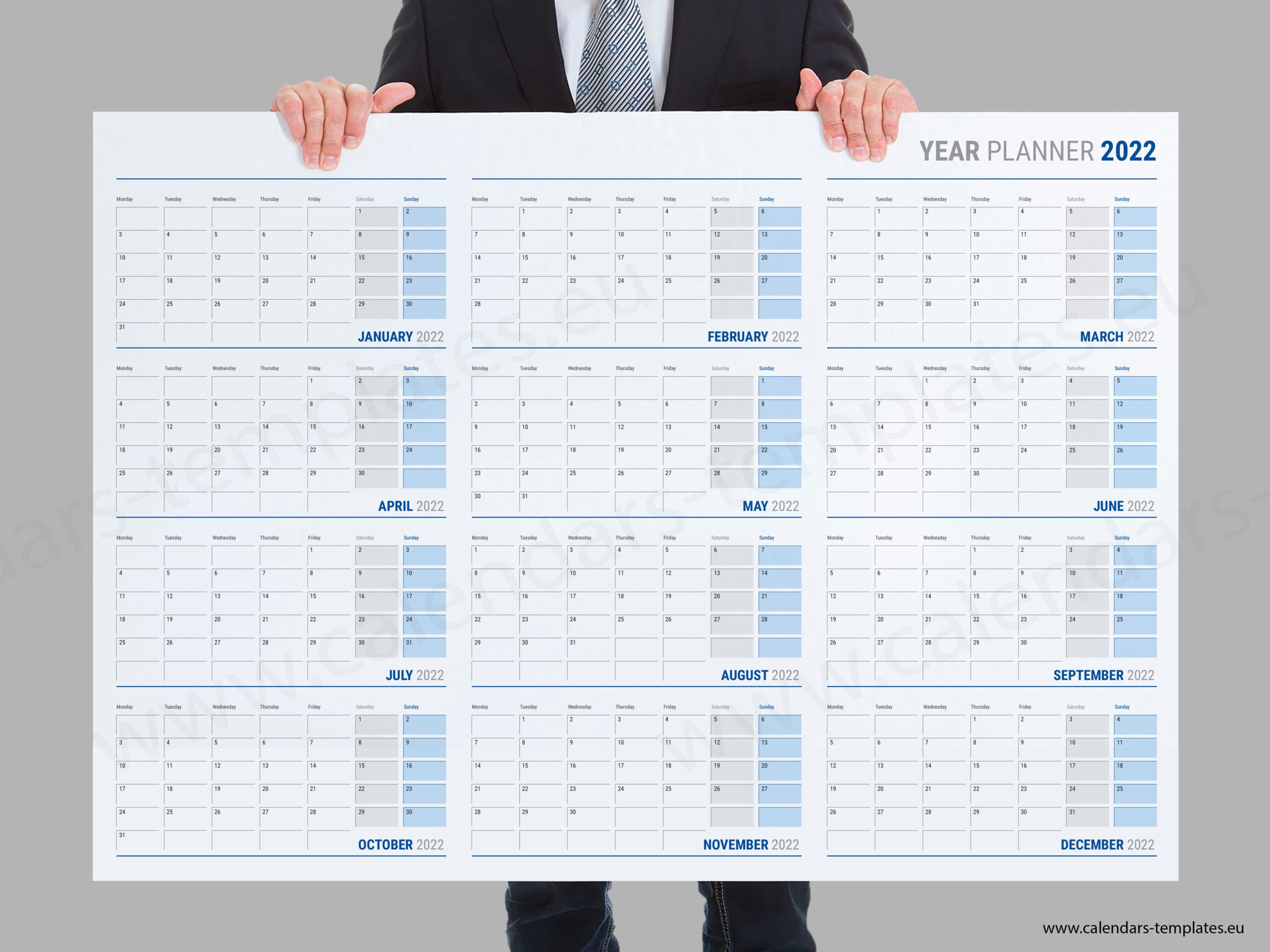 2022 Yearly Wall Planner Kp-W16 - Calendar Template