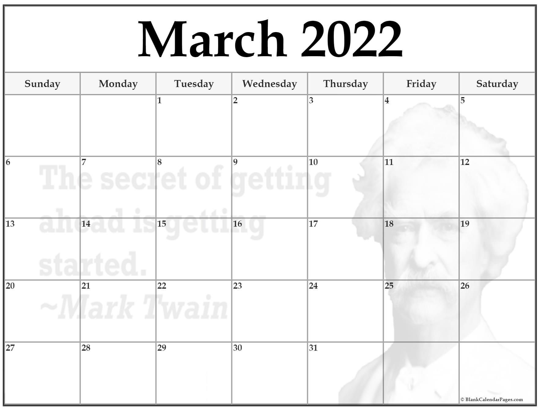24+ March 2022 Quote Calendars