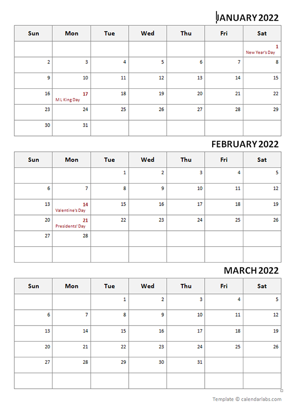 3 Month Calendar 2022 Printable - June Calendar 2022