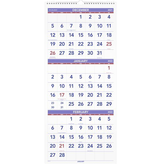 At-A-Glance 2022 3-Month Reference Vertical Wall Calendar