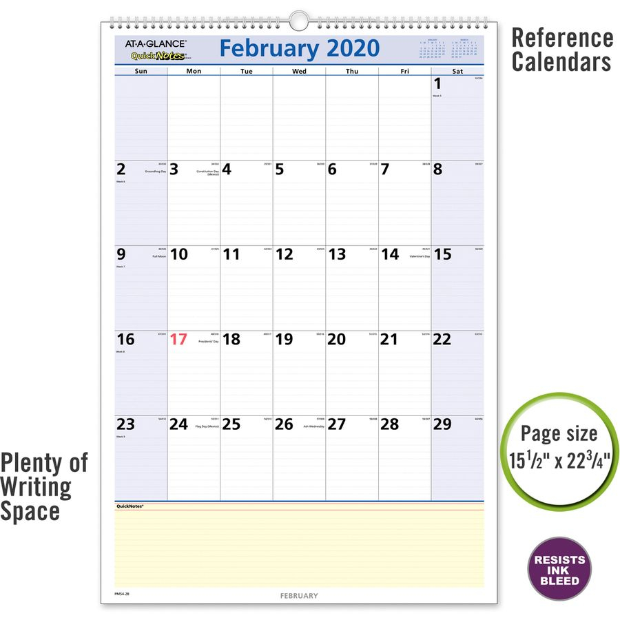 At-A-Glance Quicknotes Monthly Wall Calendar - Julian